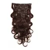 7A 100 처녀 휴먼 헤어 확장 클립에서 Remy Hair Body Wave Full Head Mix Color68591326998270