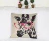 1 piece Manufacturers of synthetic linen glasses giraffe pillow sofa back pillows Composite decorative Cushion Cover case 42x42cm wholesale in stock