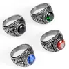 Drop Brand New Men's Domineering Solitaire Ring Smycken Retro Rudy Rhinestone Rostfritt stål Army Eagle Claws Finge274Z