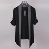 Wholesale- 3 Colors Avant-garde Edge Mens Designer Shawl Collar Black Gray Long SLeeve Jacket Cardigan Mens Cape Thin Sweater Trench Coat