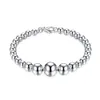 Bracelet Necklace S080 Top quality 925 Sterling silver plated beads chain necklace bracelet fashion jewelry party gift package for women Free shipping