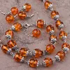 Fashion Tibet silver round amber beads necklace bracelet earrings set with 0.47 "DIY manual amber suit250k