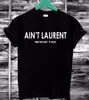 Vente en gros - 2024 Été Femmes Tshirt Aint Lettres Imprimer Coton Casual T-shirt Drôle Noir Blanc À Manches Courtes Slim Sexy T-shirt F4203-66