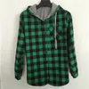 Hurtownie- New Arrival Mens Hip Hop Plaid Extion Longline Bawełna Koszula z kaptur High Street Streetwear Rozmiar S-XXL M424