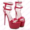 Chic Ankle Strapy Pumps Platform ultra High Heels 16cm White Black Red Sexy Women Club Party Shoes size 34 to 40