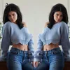 Wholesale-sexy pullover crop top sweater women Tricot oversize Diamond Hem short warm sweater femme Autumn fashion knitted top