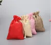 Sacs à cordon en tissu de lin bijoux de bonbons pochettes cadeaux sacs d'emballage sacs de jute cadeau sac d'alimentation mobile sac d'emballage en toile de jute multi couleur