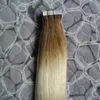 Ombre Tape Extensions 40 stycken / set 100g tejp i mänskligt hår 27/613 raka brasilianska på tejp