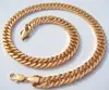 Filmdom Ledande Artist Mens Kvinnors Tung Tjock Robust Rose Bengal Real 18K Solid Guld GF Kubansk Link Kedja Halsband 24 tum 10mm