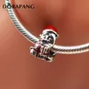 Dorapang autentisk 925 sterling silver pärla charm tecknad kärlek hjärta med kristall lösa pärlor passar kvinnor armband bangle diy smycken gåva