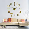 3D DIY ACRYIQUE MIROIR Autocollants Morloge horloge horloges Quartz moderne Reloj de Pared Decoration Home291b