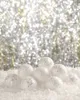 Argent Sparkle Photographie Décors Vinyle Blanc Boules De Noël Doux Sol De Neige Enfants Enfants Bokeh Photo Fond pour Studio