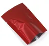 500 sztuk / partia Top Otwórz Aluminium Folia Pakować Bag Red Heat Seal Footh Tea Snack Food Vacuum Mylar Packing Torba do kawy Pakiety Torby do przechowywania