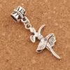 Metaller Pretty Dancing Girl Big Hole Loose Pärlor 100st / Lot 38.4x14.7mm Antik Silver Passform Europeiska Charm Armband Smycken DIY B1147