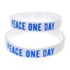 100PCS 21 de septiembre Peace One Day Pulsera de caucho de silicona Logotipo impreso Tamaño adulto blanco para regalo promocional