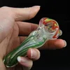 5 Inch Glass Hand pipe Double Bowl 3D Pattern Glass Smoking Pipe spoon pipe