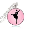 Dancing Ballerina Dancer Necklace Ballet Dance Girl Po Pendant Cabochon Dome Fashion Jewelry for Woman Sweater Chain Necklace2737