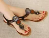 Großhandel Frauen Böhmen Folk Stil Schuhe Keile Handels Sandalen Handgemachte Perlen Sandalen Dame Kitten Heel lässige Sandalen Kostenloser Versand