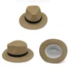 5 색 성인 여성 여름 모자 야외 비치 여행 모자 일 패션 스트리트 페도라 모자 와이드 브림 모자 일요일 보호 밀짚 모자 벨트 GH-58