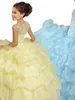 High Quality Girls Walk Show Dresses Long Blue Yellow Princess Gowns Kids Formal Wear Performance Dress Girl's Pageant Dresses