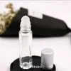 Travel Glass Roll On 8ml Perfume Essential Oil Bottles Refillable Empty Fragrance Walk Bead Oil Sample Packaging Liquid Bottle Container Fragrances Silver