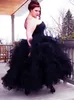 Splendido abito da ballo con corsetto gotico Abito da sposa nero Senza spalline Gonna a balze con balza Lunghezza alla caviglia Abito da sposa celtico Abito da sposa Taglie forti