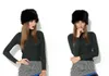 스탠드 포커스 여성 가짜 모피 필 박스 러시아 코사크 비니 모자 모자 숙녀 패션 세련된 겨울 pom pom 두꺼운 따뜻한 검은 회색