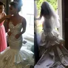 Sexiga Backless Mermaid Bröllopsklänningar Appliques Kristaller Pärla Bröllopklänningar Spaghetti Neckline Sweep Length Wedding Dress