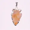 Hot Fashion Arrowhead Point Natural Jasper Druzy Pendent New Silver Plated Exclusive Crystal Quartz Necklace Pendant Charms Jewelry Findings