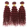 Bourgogne Cheveux Brésiliens Armure 3 Bundles # 99j Vin Rouge Profonde Vague Bouclée Extensions de Cheveux Humains 3 Pcs Lot Aucun Enchevêtrement Aucun Hangar Livraison Gratuite