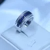 Vecalon Princess Cut Sapphire CZ Wedding Band Ring voor Mannen 10kt White Gold Filled Male Engagement Band Ring