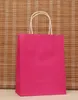 Atacado- 40 pçs / lote Multifunções Rose Pink Papel Saco com alças / 21x15x8cm / Festival Saco de presente / de boa qualidade Shopping Kraft Paper Bags