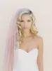 Waltz length white ivory Champagne pink wedding veil two layer cut edge bridal veil with comb A182922032