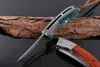 High End 2 Style Damaskus Flipper Folding Kniv VG10-Damascus Steel Tanto Point Blade Edc Pocket Knivar med lädermantel