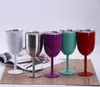 10 Unzen Bar Glas Trinkausrüstung 304 doppelwandige vakuumisolierte Becher mit Deckel Rotweinbecher Edelstahlbecher Mode Outdoor Home Küche Trinkgläser