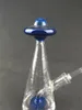 Glass Beaker, UFO hookah, blue filter, threaded 14mm joint, orders accepted