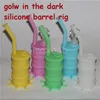 Glow in the Dark Silicone Hookahs Oil Drum Rigs 14mm Roken Bong Water Pipe Food Grade Siliconen Bongs Dab Rig Bubble