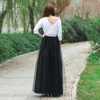 2017 Uzun Etekler Siyah Katmanlı Fırfır Kat-Uzunluk Örgün Parti Etekler A-Line Custom Made Tül Ve Saten Rahat Moda Etek