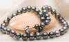 Superbe collier de perles rondes multic noires authentiques de Tahiti 18 8-9mm250S