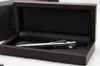 Metal lüks kalemler gümüş dalga tükenmez kalem iş ofis ve okul kırmızı ahşap kutu