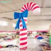 Lighting Christmas Inflatable Candy Cane Balloon 3m Giant Multicolor Air Blown LED Candy Column med band för kampanjevenemang