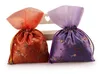 Frukt Broderad Patchwork Stor Smycken Påse Craft Satin Cloth Drawstring Packaging Candy Tea Trinket Presentväska Lavendel Storage