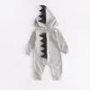 Herfst Zuigeling Baby Cartoon Dinosaurus Rompertjes Lange Mouwen Hooded Katoen Klim Kleding Jongens Meisjes Kinderen Overalls Rompertjes 13349