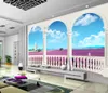 Mode-Dekor-Inneneinrichtung für Schlafzimmer Traum 3d Lavendel Blue Sky White Cloud TV Hintergrundwand