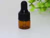 Groothandel 500 stks 1ml 2 ml 3 ml Amber Glass Dropper Flessen W / Black Cap, Essential Oil Fles, Kleine parfumflesjes, Sampling-opslag