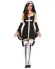 Sexig nunna kostym vuxna kvinnor cosplay klänning med svart huva för halloween syster cosplay party kostym hel2872999