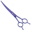 7.0Inch Paarse Dragon Snijden Gebogen Schaar JP440C Professionele roestvrijstalen huisdierenschaar voor hond Grooming Shears Hondenbenodigdheden, LZS0652