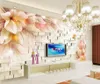 Moda 3D Home Decor bonito da fantasia flores TV 3D estéreo papel de parede para paredes 3 d para sala de estar