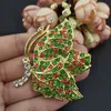 100 stcs/ 50 mm vintage vlinderbroche pin gouden toon groen rode strass kristal iinsect dierenbroches voor vrouwen