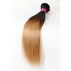 Ombre peruanska hårbuntar med stängning Blond peruansk jungfruliga mänskliga hårförlängningar 1B427 1B27 Ombre Straight Hair and Closur5556341